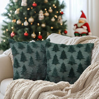 GEEORY Christmas Pillow Covers 18x18 Inch Set of 2, Christmas Decorations Xmas Tree Soft Plush Fluffy Faux Fur Decorative Throw Pillows Rustic Winter Decor Cushion Case Beige Brown GC034-18