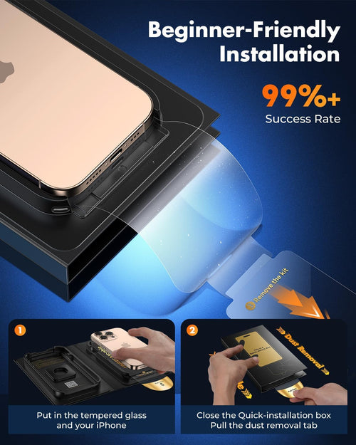 UNBREAKcable for iPhone 16 Pro Screen Protector [Quick-Installation Box] 3-Pack 9H+ Hardness Shatterproof Tempered Glass [99.99% HD Clear] [Case Friendly] [Bubble Free] for Apple 16 Pro 6.3 inch