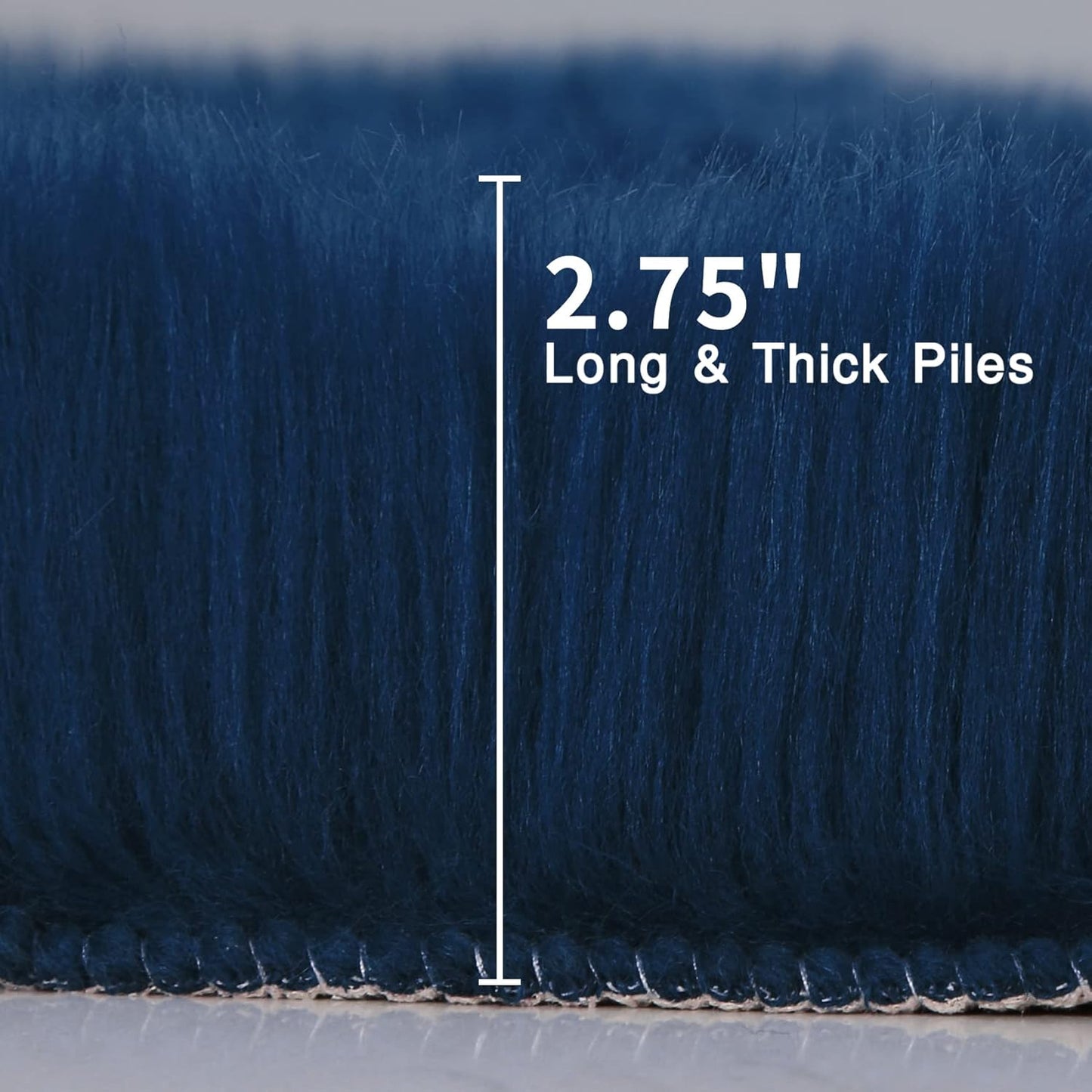 duduta Navy Blue Faux Sheepskin Throw Rug 2x3 ft, Fluffy Shag Fur Chair Cover Small Bedside Dorm Rug Non Slip Machine Washable