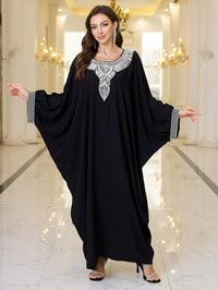 RanRui Women's Embroidered Kaftan Dresses Beach Blouse Cotton Gold Embroidery Holiday Robe Plus Size Caftans Kaftan Dress