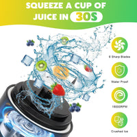 Portable Blender Personal Juicer for Shakes and Smoothies - 20 OZ Electric Protein Shaker Bottle with Insulated Sleeve, Travel Lid, USB-C Rechargeable - Mini Small Blender Cup for Kitchen, Office, Gym