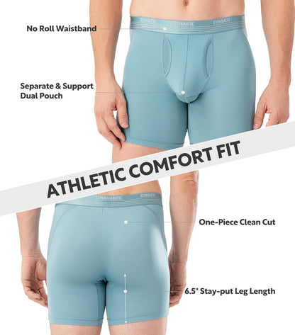 Separatec Mens Underwear with Pouch for balls Anti Chafing Underwear Men Athletic Sport Performance Long Boxer Briefs 3 Pack