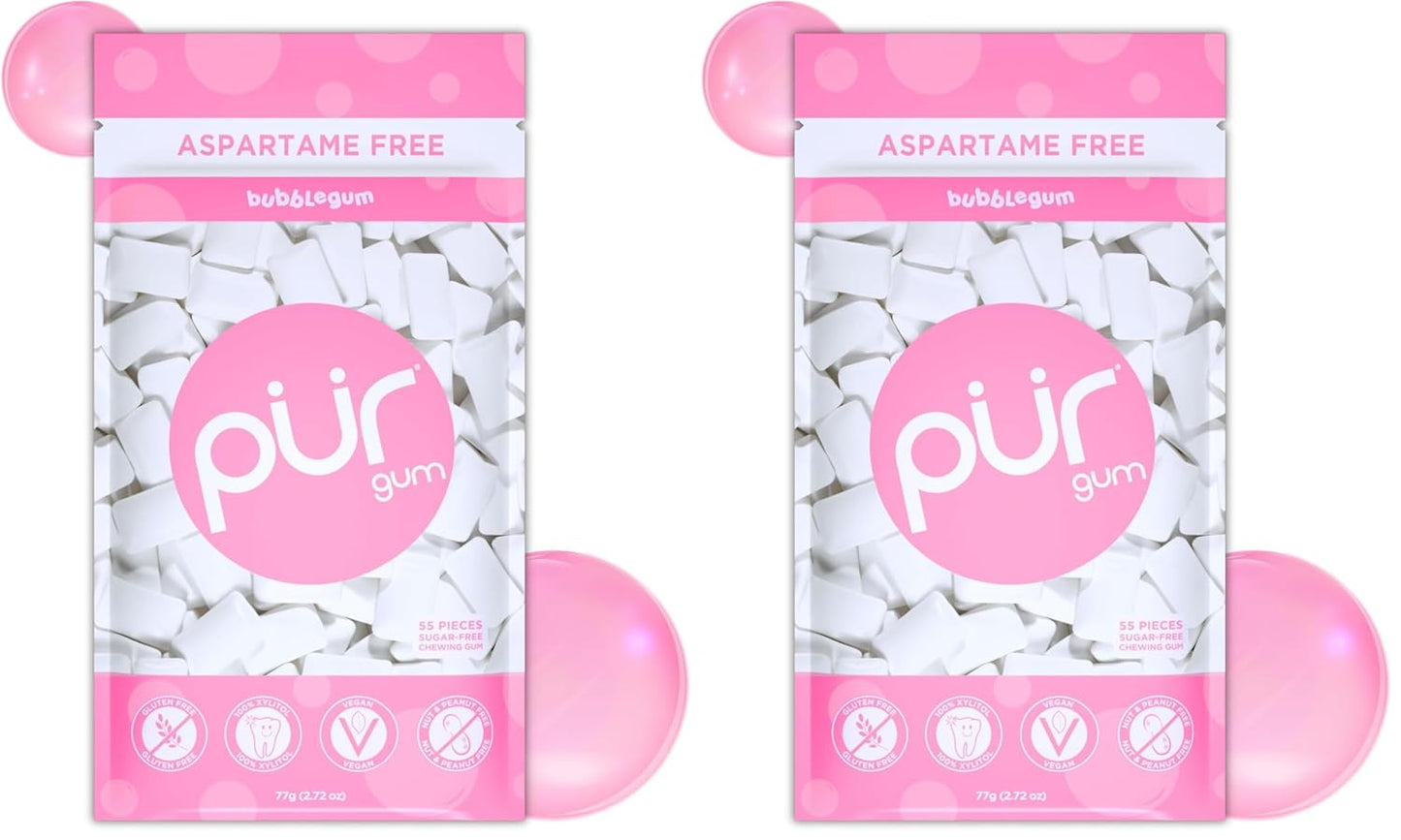 PUR Gum | Aspartame Free Chewing Gum | 100% Xylitol | Natural Spearmint Flavored Gum, 55 Pieces (Pack of 3)