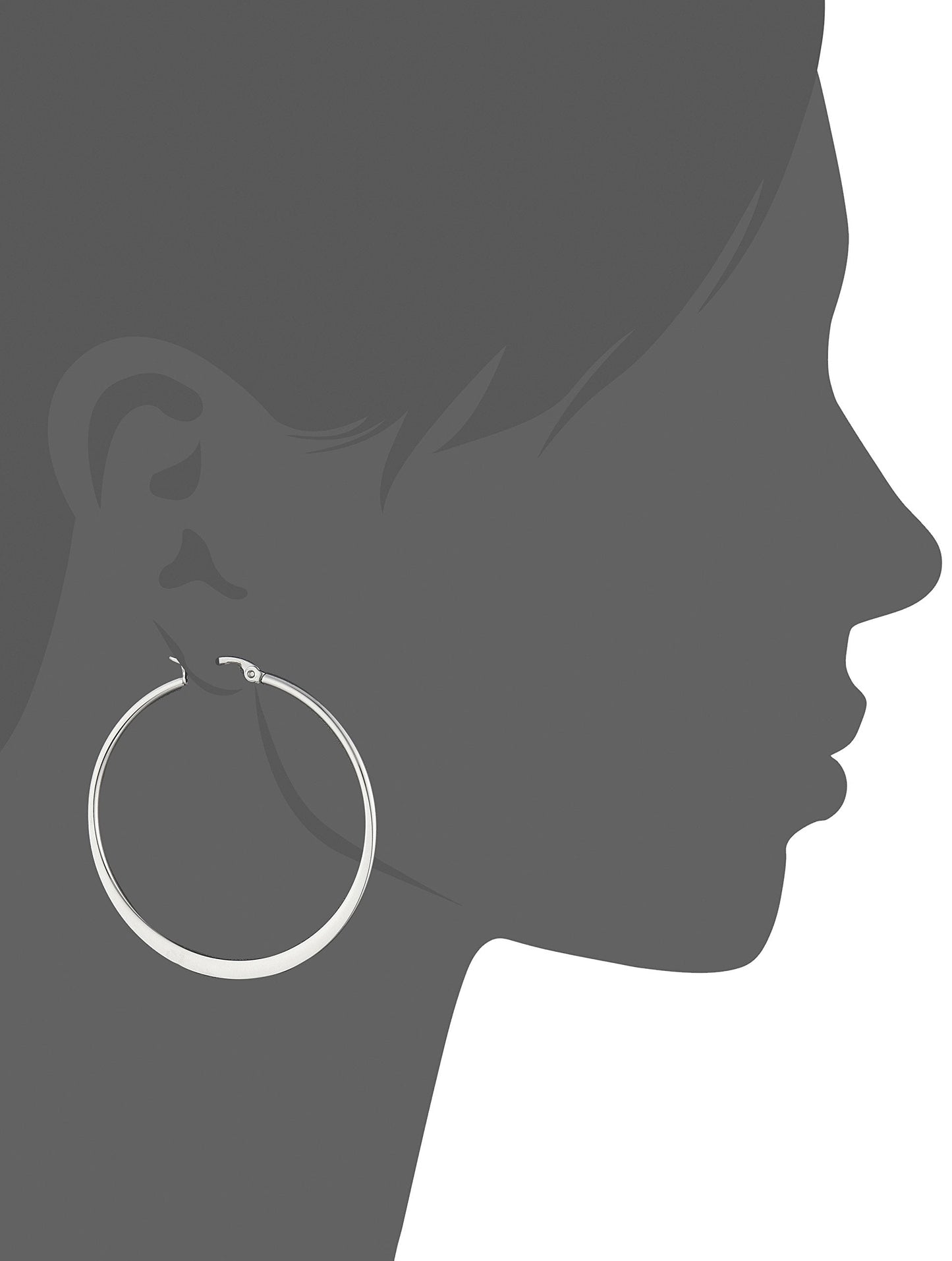Amazon Essentials Gold Plated or Stainless Steel Flattened Hoop Earrings