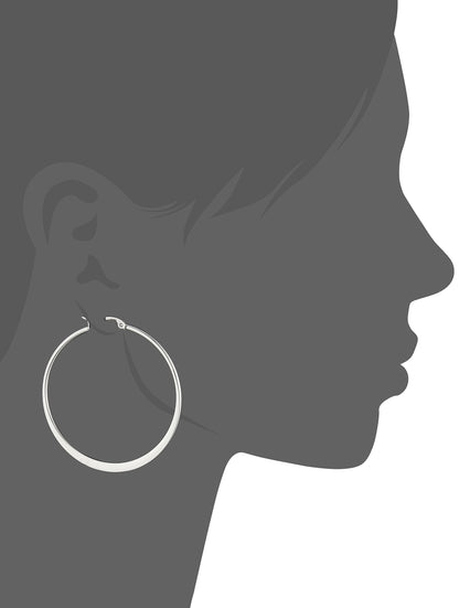 Amazon Essentials Gold Plated or Stainless Steel Flattened Hoop Earrings