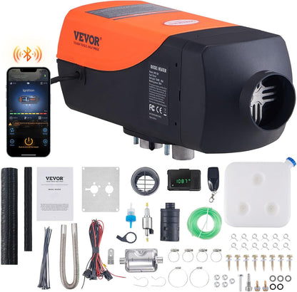 VEVOR 8KW Diesel Heater, DC12-24V, Fast Heating Diesel Air Heater, with Remote Control and Color Digital Display, 10L Fuel Tank, Low Noise, Voice Announcement, for RV, Truck, Boat and Trailer