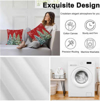 Outdoor Throw Pillow Covers Waterproof Pillow Cases 16x16in, Merry Christmas Tree Gradient Green Decorative Pillow Covers Cushion Cases for Couch Sofa Patio Garden,2 Pack Winter Snowflake on Red