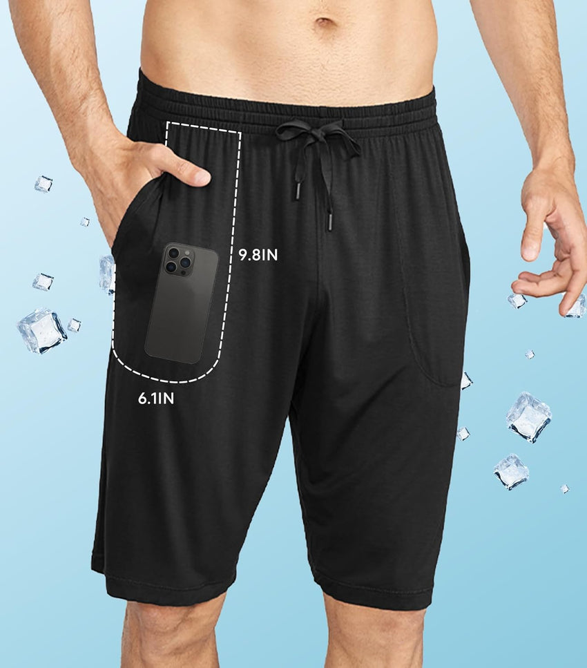 DAVID ARCHY Mens Pajama Shorts Bamboo Rayon Sleep Shorts Soft Comfy Breathable Lounge Pants with Pockets 2 Pack