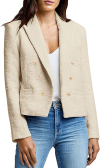 Womens' Casual Blazer 2024 New Spring Cropped Elegant Ladies Lightweight Open Front Work Office Business Pocket Jacket