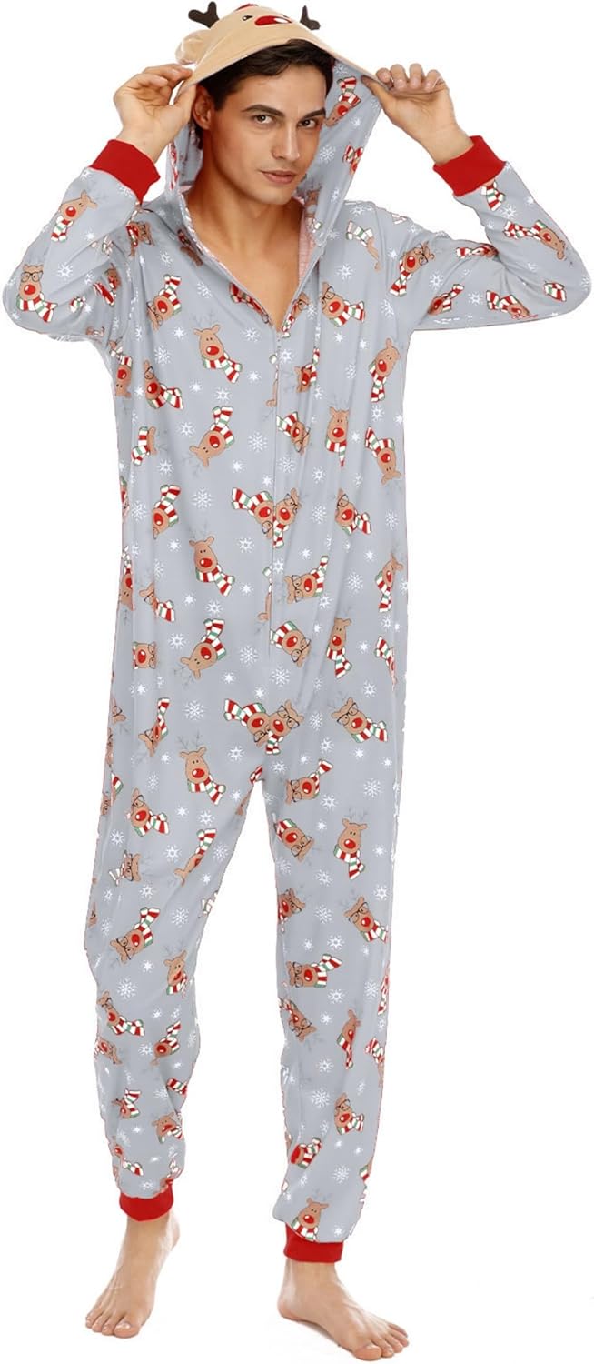 Adisputent Christmas Pajamas for Family Matching Cute Long Sleeve Couples Soft Sleepwear One Piece Funny Christmas Pjs Sets