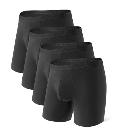 DAVID ARCHY Men's Underwear Modal Boxer Briefs Trunks Multi-Pack | Dual Pouch with Fly, Ultra Soft Second Skin Feel, Breathable Stretch Spandex, Anti Chafing, Daily Lounging Work Travel