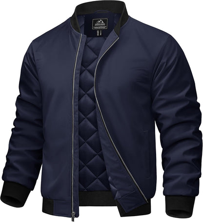 7DAY'S Mens Bomber Jackets Casual Fall Winter Warm Windbreaker Full Zip Windproof Outwear Color-Blocking Coats