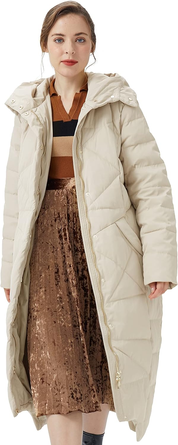 Orolay Women's Puffer Down Coat Winter Maxi Jacket with Hood