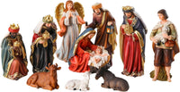 Yinns 9.8 Inch Christmas Nativity Sets, Light Up Nativity Scene Indoor, Manger Nativity Scene Figures Set Holy Family Christmas Tabletop Decotation