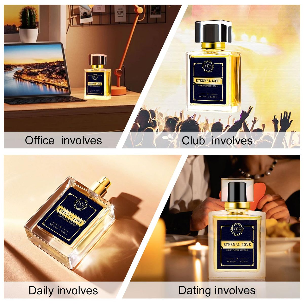 Ycz Midnight Marine Eau de Parfum for Men, 1.7 Fl Oz (50 mL), Long-Lasting Cologne, Fresh Marine & Woody Fragrance with Grapefruit, Ginger and Cedar Notes for Daily Wear, Date Night and Gifts