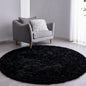 FJZFING Navy Blue Round Rug Ultra-Soft Plush Modern 4x4 Circle Area Rug for Kid's Bedroom, Fluffy Shag Circular Rug for Nursery Room, Non-Slip Home Decor Cute Navy Blue Carpet for Teen's Room