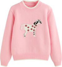 CIDER Women's Fall Sweaters Long Sleeve Cute Sweaters Bear Graphic Crewneck Soft Knit Casual Cropped Pullover