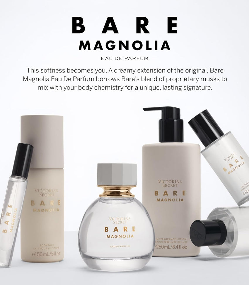 Victoria's Secret Bare Magnolia Eau de Parfum, Notes of Orange Flower, Wood & Vanilla Musk, Perfumes for Women (3.4 oz)