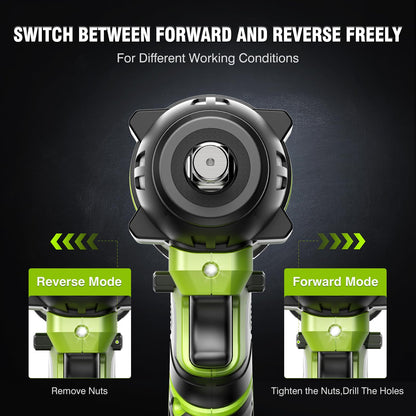 Cordless Impact Wrench, 406Ft-lbs (550N.m) Brushless 1/2 inch, 2800RPM High Torque Impact Gun, 2x 4.0Ah Battery, Charger, 4 Sockets, Electric Impact Wrench for Car Home