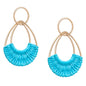 Raffia Hoop Earrings for Women Fun Boho Summer Beach Earrings Lightweight Handmade Straw Wicker Rattan Dangle Earrings Statement Geometric Round Drop Earrings