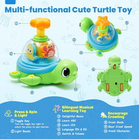 Musical Baby Toys for 1 Year Old - Crawling Turtle Infant Toys 6-12 Months, Press & Glow & Spin for Cause and Effect, Tummy Time Development, Christmas Birthday Gifts for 1 Yr Old Boy Girl 9-18 Month
