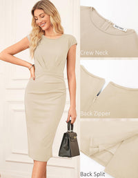 GRACE KARIN Women's Wear to Work Dresses 2025 Cap Sleeve Sheath Bodycon Midi Dress Ruched Business Office Pencil Dress