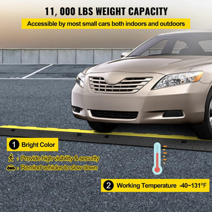 VEVOR Cable Protector Ramp, 5 Packs 2 Channels Speed Bump, Rubber Modular Humps Rated 11000 LBS Load Capacity, Protective Wire Cord Ramp Driveway Rubber Traffic Speed Bumps Cable Protector