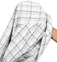 Mina Self 2025 Fall Women's Tweed Blazer Plaid - Fully-Lined Double-Breasted Fashion Slim Casual Office Work Jacket Pockets