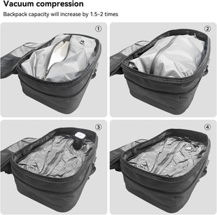 7DAY'S Fiordpack Vacuum Backpack Travel (External Pump, 60L), TSA Lock, Expandable Vacuum Seal Compression Travel Backpack for 17" Laptop, Airline Approved