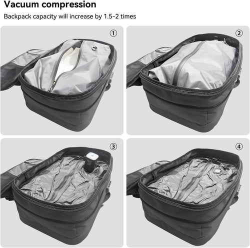 7DAY'S Fiordpack Vacuum Backpack Travel (External Pump, 60L), TSA Lock, Expandable Vacuum Seal Compression Travel Backpack for 17" Laptop, Airline Approved