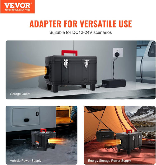 VEVOR 8KW Diesel Heater, 12V/24V All in One Diesel Air Heater, with Bluetooth APP Control, Remote Control and Display Screen, CO Alarm, Fast Heating Portable Diesel Heater for Vehicles and Garage