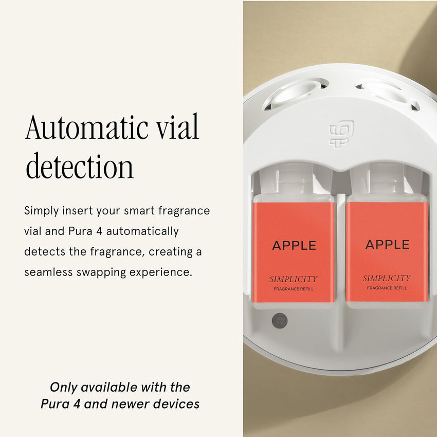 Pura & Simplicity Home Scent Refill - Smart Air Diffuser - Up to 120-Hours of Luxury Fragrance per Refill - Home Essential - Clean & Safe Diffuser Fragrance - 2 Pack, Apple