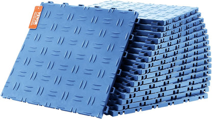 VEVOR Garage Tiles Interlocking, 12 x 12 x 0.53 inch 50 Pack Garage Floor Covering Tiles, Non-Slip Double-Sided Texture Garage Flooring Tiles, for Garages, Basements, Repair Shops, Black