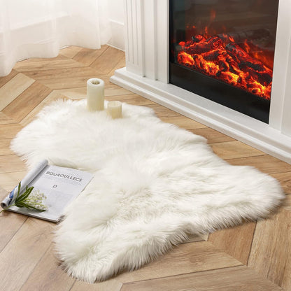 Ashler Faux Fur Rug, Dark Blue Area Rugs, Fluffy Sheepskin Fur Rug, Fuzzy Ultra Soft 2 x 6 Ft Rugs, Machine Washable Shag Rug, Nursery Throw Rugs for Bed, Living, Kids Room