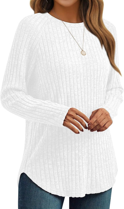 7DAY'S Womens Long Sleeve Shirts Fall Fashion Tops 2025 Crewneck Dressy Sweaters Tunic Winter Clothes Casual Outfits
