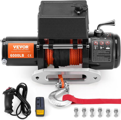 VEVOR 13,500 lb Electric, Truck Winch 12V DC 3/8 in x 80 ft Synthetic Rope Aluminum Fairlead Wireless & Wired Remote Control, 13500 lbs, IP55 Waterproof Towing for Off Road Jeep SUV Boat