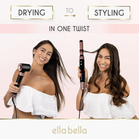 ELLA BELLA® 6 in 1 Professional Hot Air Styler • Powerful Hair Dryer & Straightener Set • Styling Without Heat Damage • Fast Drying Curling Volumizing Straightening • Includes Protective Travel Case