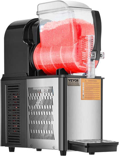 VEVOR Commercial Slushy Machine, 4L Single Tank Frozen Drink Machine, 16 Cups Stainless Steel Margarita Smoothie Frozen Drink Maker, Slushie Maker for Home Party Restaurants Cafe Bars