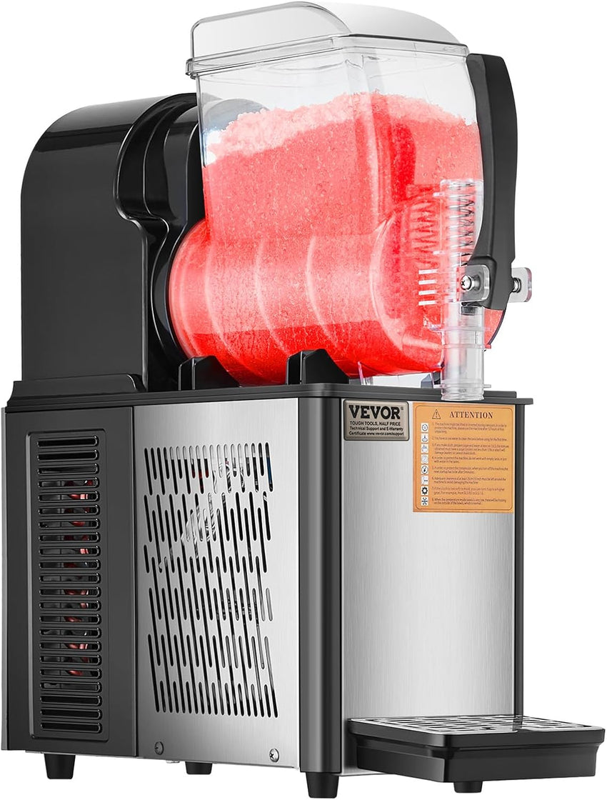VEVOR Commercial Slushy Machine, 4L Single Tank Frozen Drink Machine, 16 Cups Stainless Steel Margarita Smoothie Frozen Drink Maker, Slushie Maker for Home Party Restaurants Cafe Bars