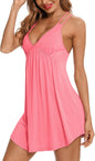 Samring Sexy Lingerie Sleepwear for Women Chemises V-Neck Full Slip Babydoll Nightgown Dress S-XXL