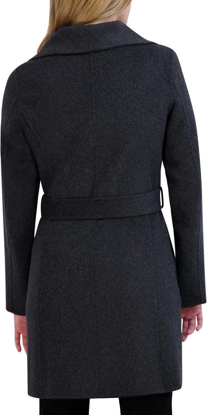 Tahari Women's Peacoat Wool Blend Lapel Collar Trench Coat