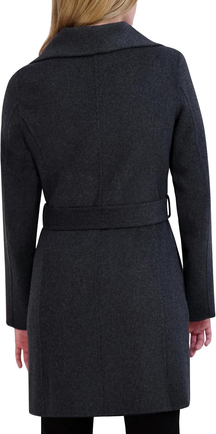 Tahari Women's Peacoat Wool Blend Lapel Collar Trench Coat