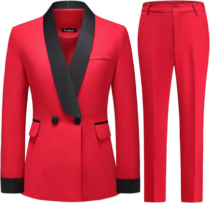 Women's Pants Suit 2 Piece Set Smil Fit Jacket Shawl Sollar Blazer Dress for Women