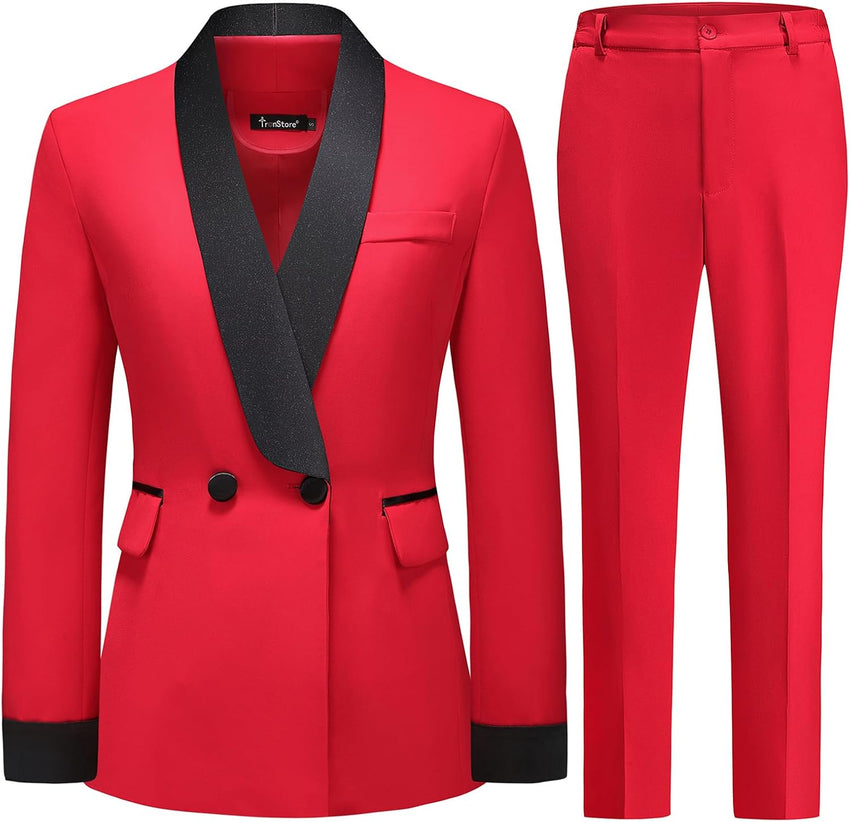 Women's Pants Suit 2 Piece Set Smil Fit Jacket Shawl Sollar Blazer Dress for Women