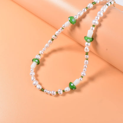 Natural Freshwater Pearl Fun Flirty Beaded Choker Necklace Handmade Summer Boho Jewlery Gifts for Women Teen