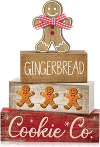 4 Pcs Christmas Table Decor Wooden Hot Cocoa Decoration Christmas Centerpiece Winter Tiered Tray Decor Decorative Red Hot Cocoa Block Signs Gift Farmhouse Xmas Decoration for Home Kitchen