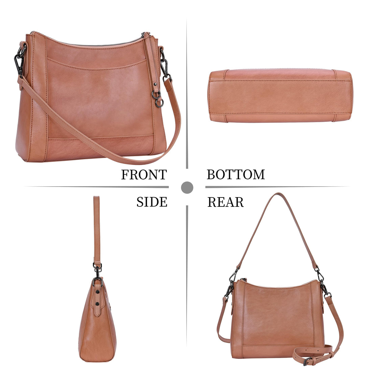Iswee Leather Crossbody Bags for Women Shoulder Purse Medium Hobo Genuine Leather Satchel Purses and Handbags