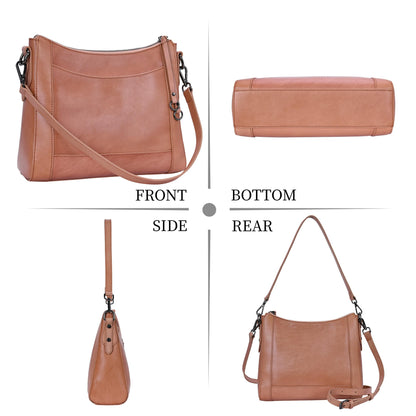 Iswee Leather Crossbody Bags for Women Shoulder Purse Medium Hobo Genuine Leather Satchel Purses and Handbags
