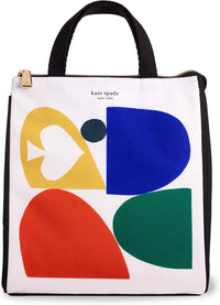 Kate Spade New York, Portable Soft Cooler Lunch Bag with Silver Insulated Interior Lining and Storage Pocket, Joy Dot