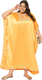 Gypsie Blu Women’s Plus Size Satin Sequin Kaftan Dress with Kimono Sleeves Casual Resort Wear Stylish Loose Fit Evening Dress